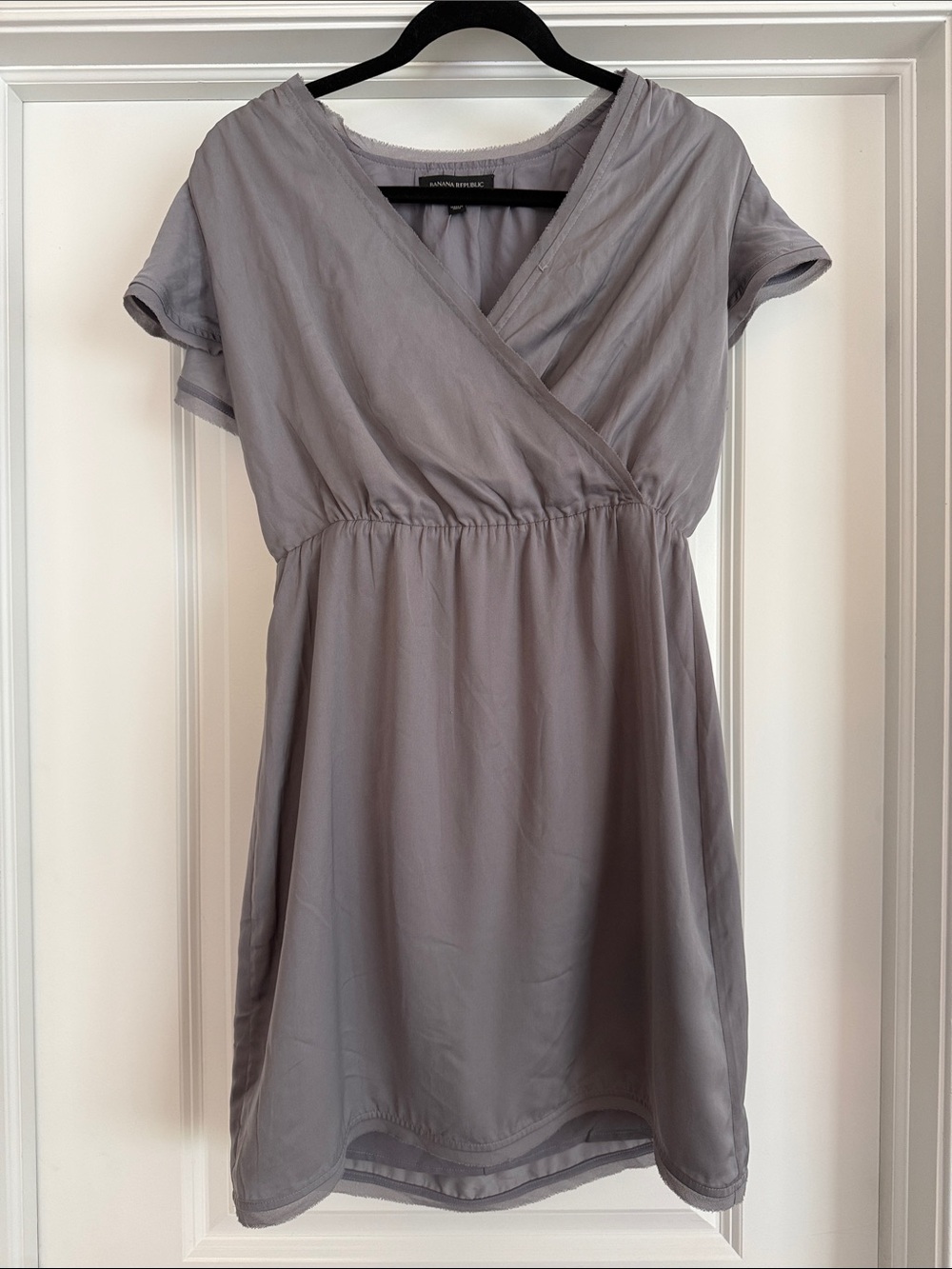 Banana Republic Gray Faux-Wrap Short Sleeve Small-Petite NWOT